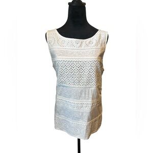 Talbots White Sleeveless Lace Blouse